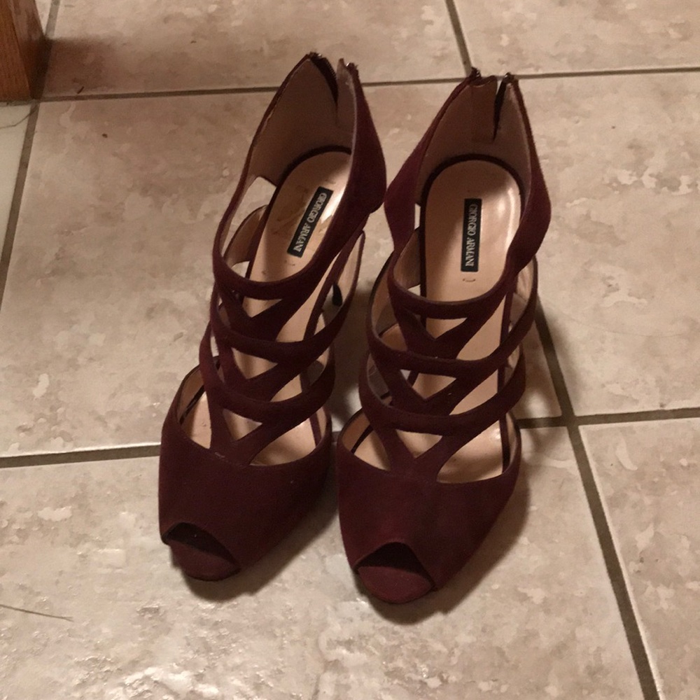 Giorgio Armani maroon suede heels